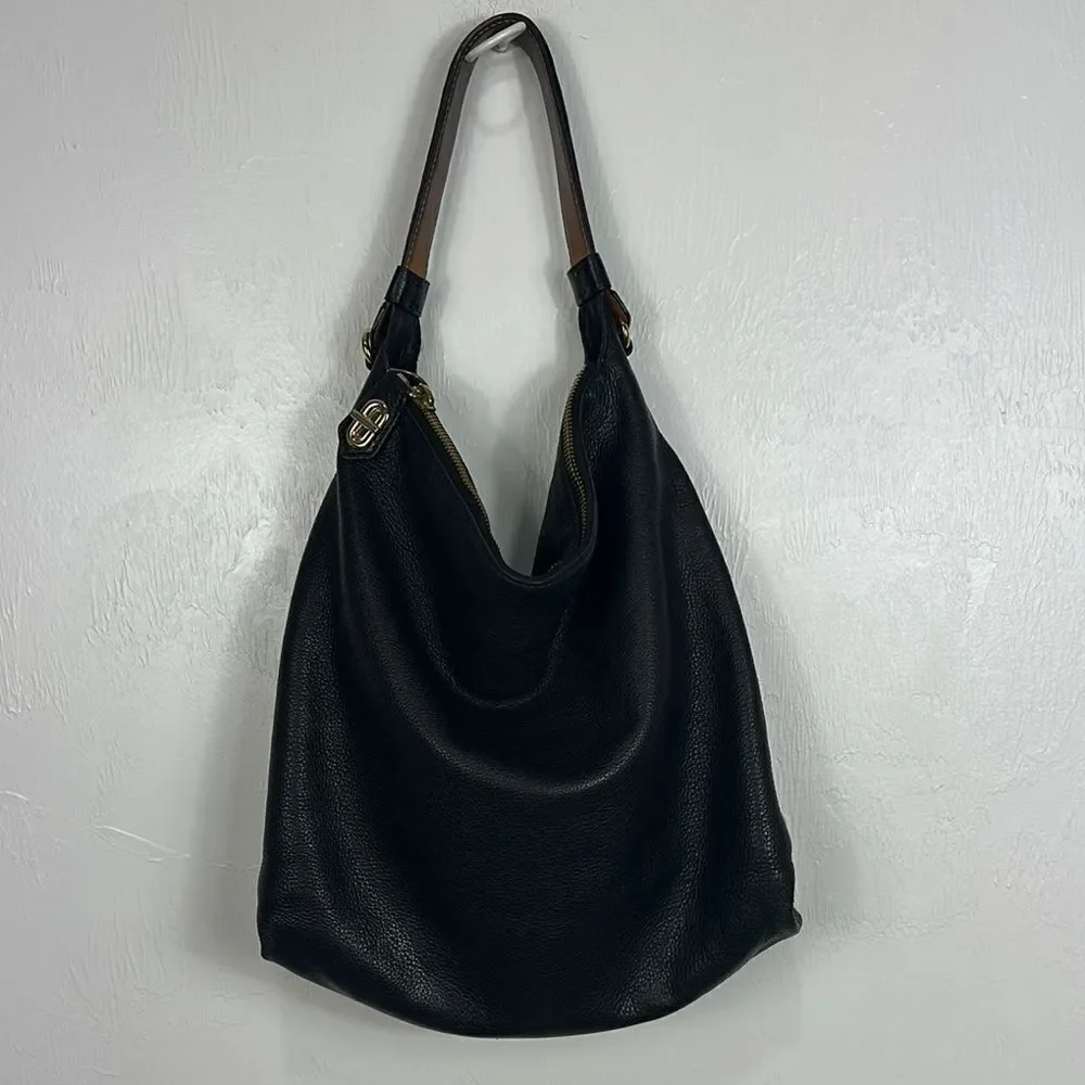 Reed Krakoff Black Leather Gold Tone Hardware Hobo Bag